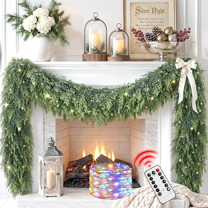 9Ft Prelit Real Touch Cedar Christmas Garland